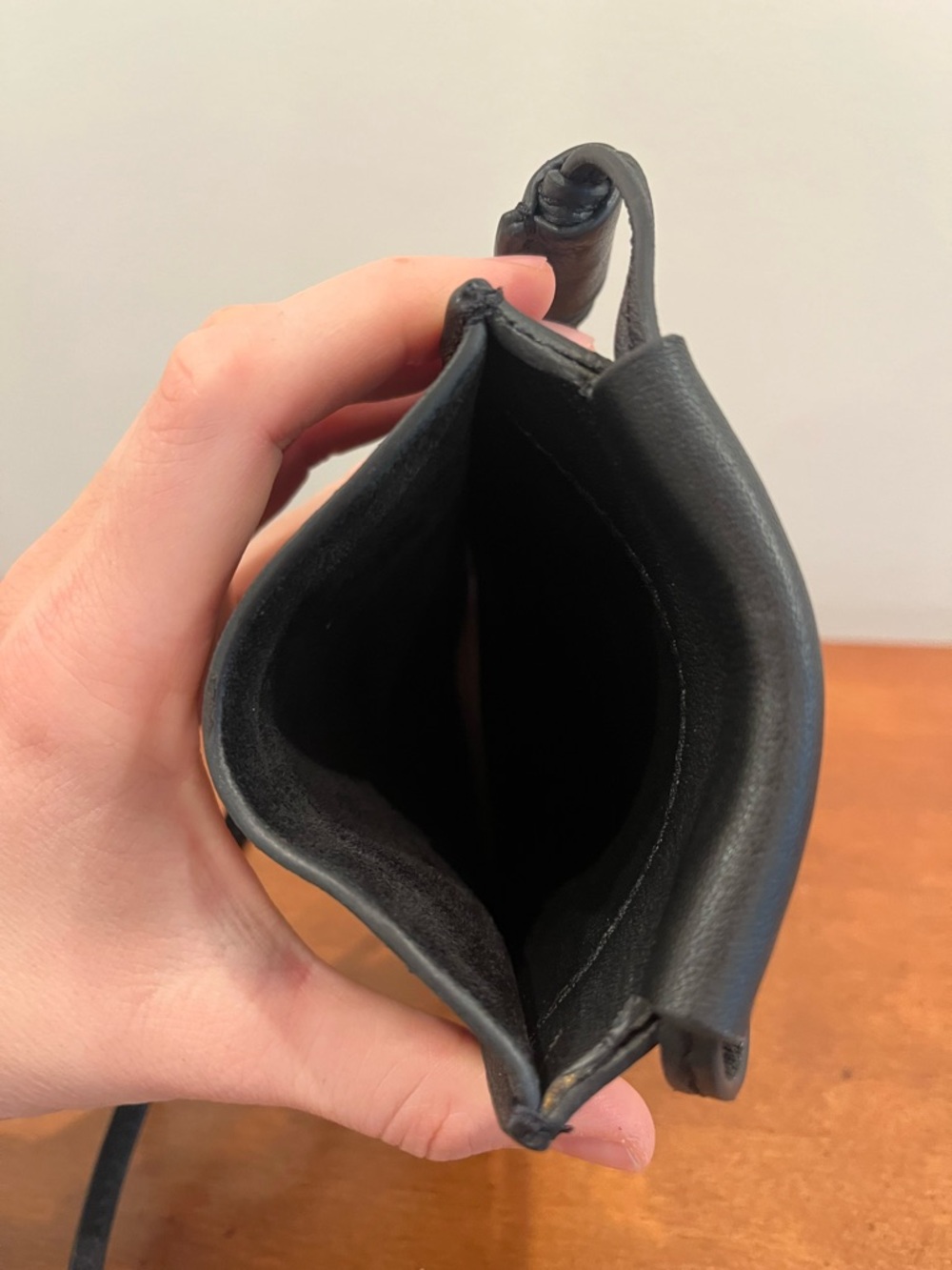 Free People Black Leather Crossbody Card Pouch